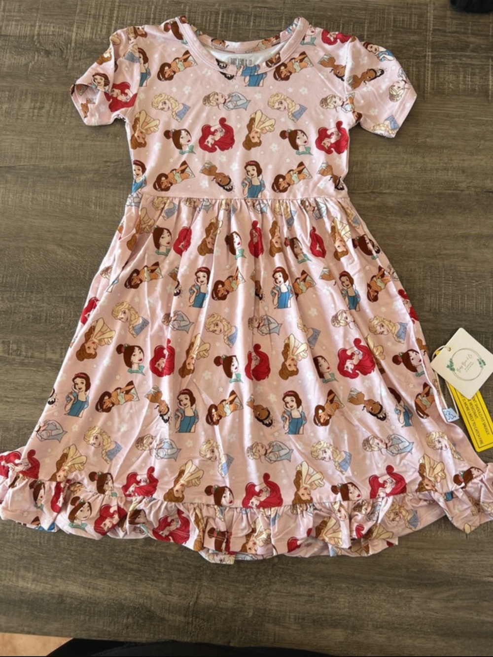 Girls' Light Pink Princess Bamboo Short Sleeve Dress
